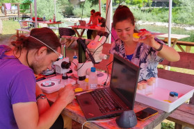 Scientists at work. During NSW mini field laboratories were established on the banks of Neretva.